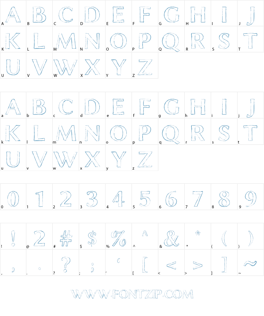 Chalk Line Outline Font Character